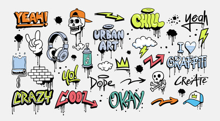 Hand-drawn vector graffiti illustrations. Graffiti cartoons, doodles. Perfect for apparel prints, posters, and stickers. - Powered by Adobe