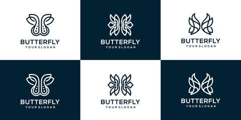 Butterfly line art logo bundle