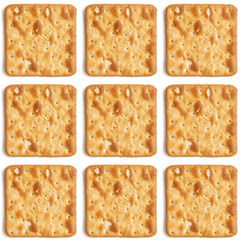 Seamless pattern with salty cracker on white background.