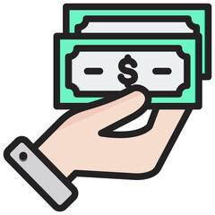 Cash Outline Color Icon