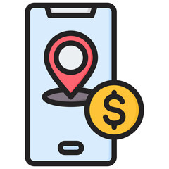 Location Outline Color Icon