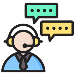 Live Chat Outline Color Icon