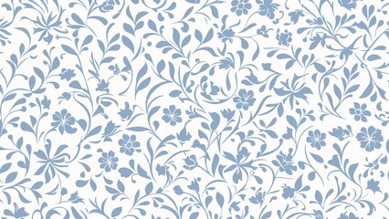 A Blue And White Floral Pattern