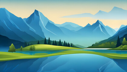 A mountain range at a distance, photorealistic illustration, mental health images