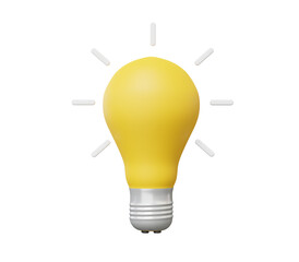 Idea yellow light bulb innovation on Isolated background. strategy investment business development concept. analytics optimization statistics finance growth target planning. 3d rendering