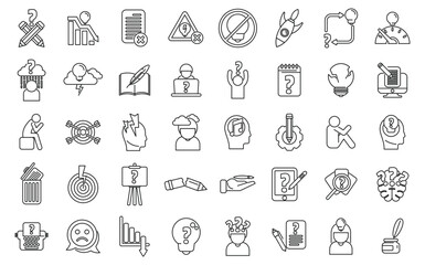 Crisis creativity icons set outline vector. Adaption mental. Creative ideas thinking
