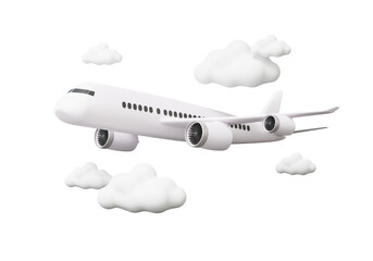 Airline fly worldwide clouds travel tourism plane trip planning world tour. leisure touring holiday summer vacation concept. on isolated on background. logistics transportation. 3d rendering