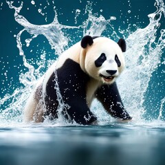 panda in water