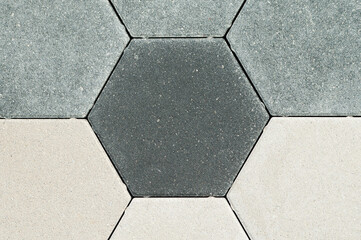 gray decorative paving slabs made of hexagonal blocks