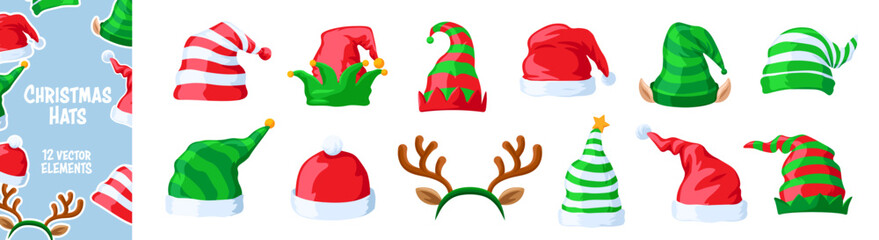Christmas hat set. Celebrate decoration. - 662828838