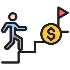 Way To Success Outline Color Icon