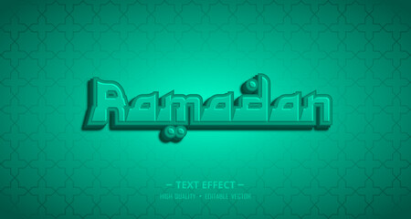 Ramadan text, Islamic style editable vector graphic. elegant text effect. green turquoise text effect. SVG format