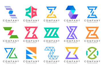 Set of abstract letter z logo design. icons for business of luxury elegant, simple with colorfulness - obrazy, fototapety, plakaty