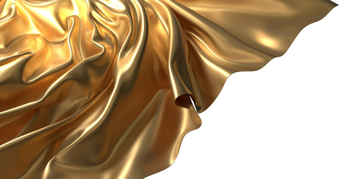 Golden Dimension: Abstract 3D Gold Cloth Illustration with Depth and Dimension