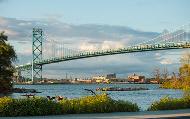 Ambassador Bridge Across the Detroit River