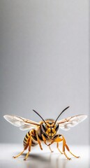 Furious hornet, empty gray background, studio shot. AI generated image