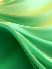 Green Glossy Surface Creative Abstract Wavy Texture. Flowing Digital Art Decoration. Abstract Realistic Surface Vertical Background. Ai Generated Vibrant Curly Pattern.