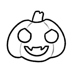 Cute line Halloween pumpkin Doodle Halloween element, signs and symbols decorative , Hand drawn in doodle style