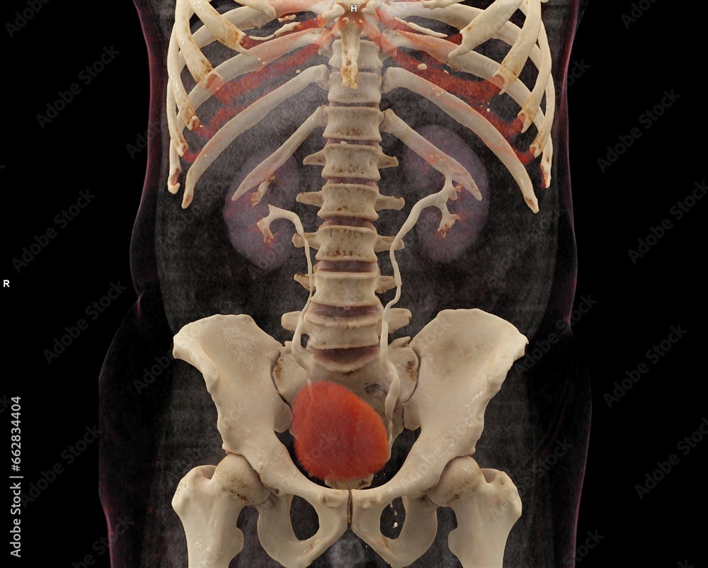 Aufkleber ct scan of kidney and urinary bladder system: kub 3d rendering image showing both kidney urinary and