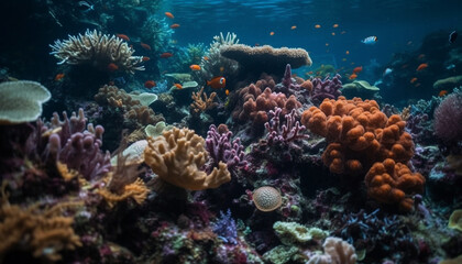 Naklejka na ściany i meble Colorful aquatic wildlife in tropical reef, a scuba diver paradise