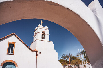 white church in the town of san pedro de atacama