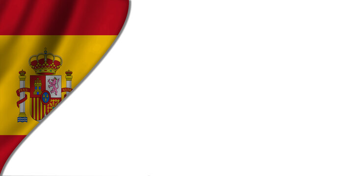 White background with Spain flag on the left. 3D illustration