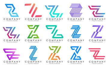 Set of abstract letter z logo design. icons for business of luxury elegant, simple with colorfulness