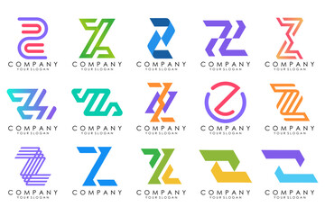 Set of abstract letter z logo design. icons for business of luxury elegant, simple with colorfulness