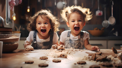 Child prodigies playing making cookies, Generative AI