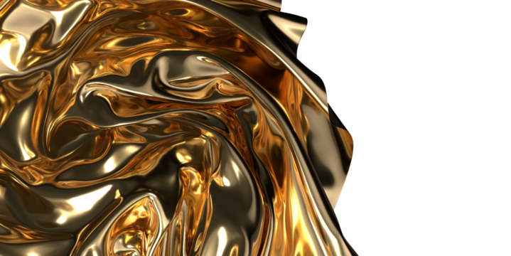 Luminous Fabric: Abstract 3D Gold Cloth Illustration for Radiant Visuals