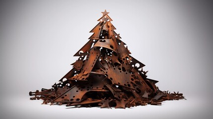 Ein besonderer Weihnachtsbaum aus rostigem Schrott.