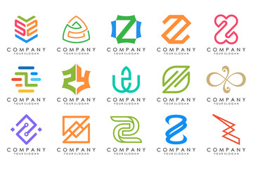 Set of abstract letter z logo design. icons for business of luxury elegant, simple with colorfulness