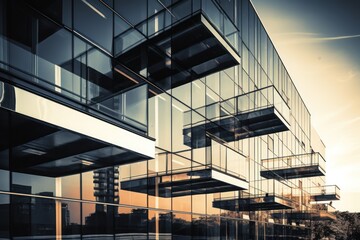 Modern architecture building glass duotone background. Generative AI.