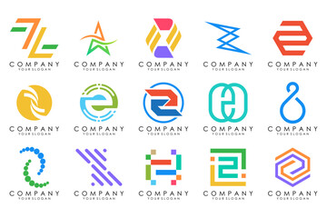 Set of abstract letter z logo design. icons for business of luxury elegant, simple with colorfulness