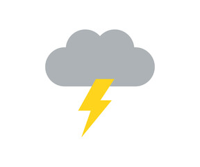 Cloud and lightning icon. Thunderstorm symbol, illustration. Weather icon.