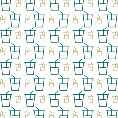 Plastic glass drink trendy colorful repeating pattern beautiful vector illustration background