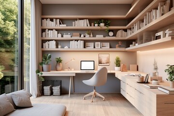 Fototapeta na wymiar Conceptualize a space-efficient home office for remote work