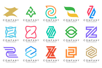 Set of abstract letter z logo design. icons for business of luxury elegant, simple with colorfulness