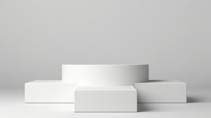 Elegant White Product Presentation Podium in 3D Rendering
