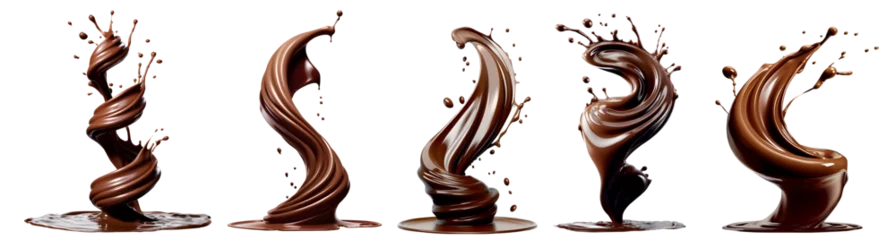  Brown chocolate liquid paint milk splash swirl wave on transparent background cutout, PNG file. Many assorted different design. Mockup template for artwork graphic design © Sandra Chia