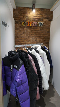 Trieste, Italy - October 1, 2023: J. Crew Fashion luxury designer store boutique . An American multi-brand retailer of women's, men's, and children's apparel