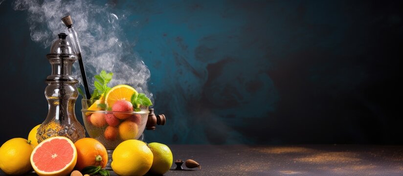 Citrus hookah tobacco with orange lime lemon and grapefruit Space for text With copyspace for text