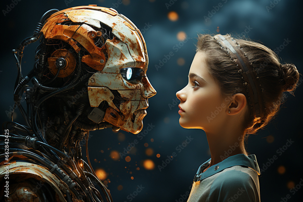 Aufkleber generative ai picture of beautiful robotic human android future 3d robot invention