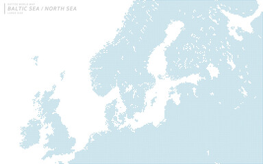 バルト海と北海を中心としたヨーロッパ北部のドットマップ。　大サイズ。