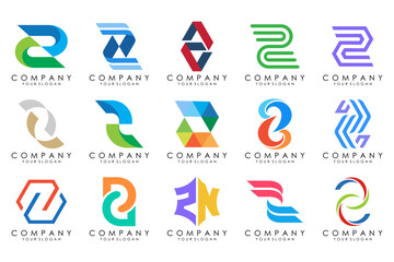 Set of abstract letter z logo design. icons for business of luxury elegant, simple with colorfulness