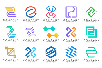 Set of abstract letter z logo design. icons for business of luxury elegant, simple with colorfulness