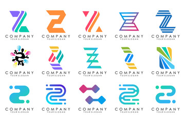 Set of abstract letter z logo design. icons for business of luxury elegant, simple with colorfulness