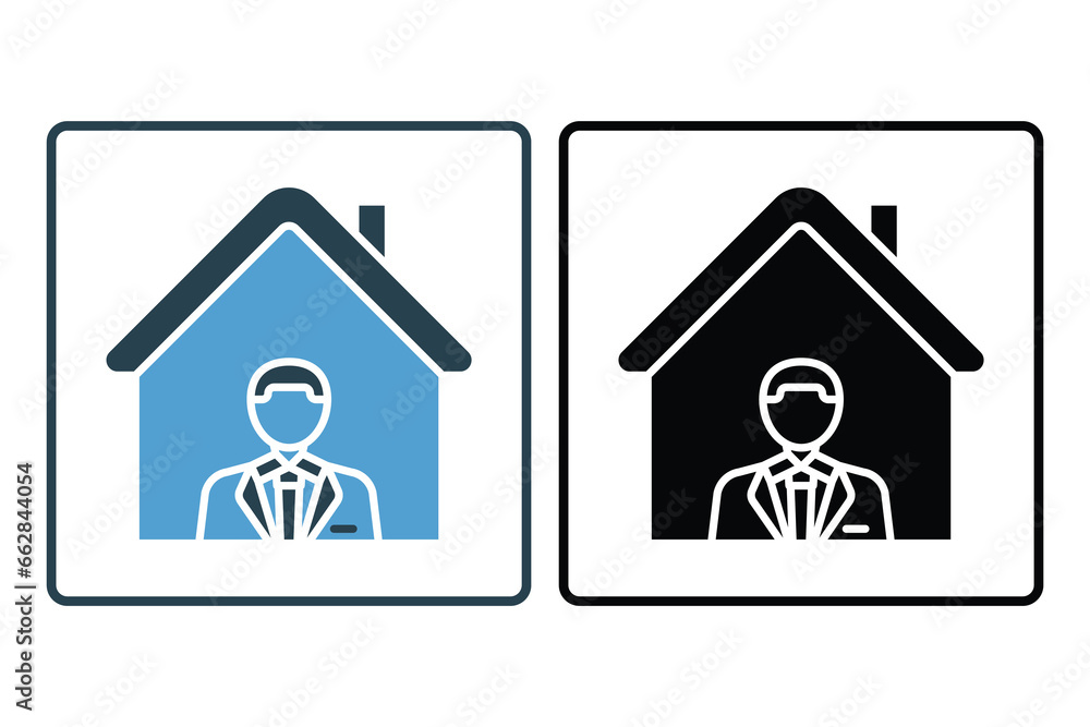 Poster real estate agent icon. icon related to real estate. suitable for web site design, app, user interfa
