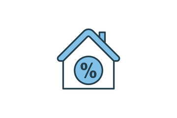 Mortgage Icon. Icon related to Real estate. Suitable for web site design, app, user interfaces. Flat line icon style. Simple vector design editable