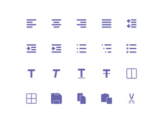 Text editor icon set for your design. Web icons pack with flat style